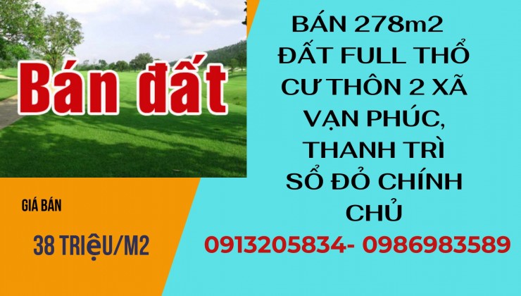 Bán đất tại thôn 2 xã Vạn Phúc, huyện Thanh Trì, Hà Nội, đường bìa thôn